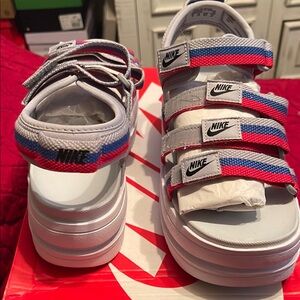 Nike Red and Blue Sandals with Adjustable Straps